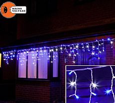 5m Blue and White Icicle Lights Connectable, 120 LEDs