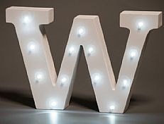 Alphabet &#8217;W&#8217; Marquee Battery Light Up Circus Letter, 10 White LEDs