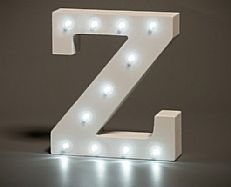 Alphabet &#8217;Z&#8217; Marquee Battery Light Up Circus Letter, 10 White LEDs