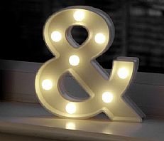 &#8217;&amp;&#8217; Marquee Light Up Letter with Timer, Warm White LEDs