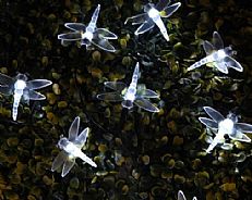 50 White LED Dragonfly Battery Operated Fairy Lights with Timer