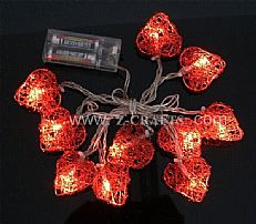 10L LED Red Heart Decoration Lights With 3*AA battery
