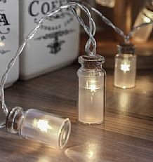 1.5m Frosted Glass Jar Battery Fairy Lights, 10 Warm White LEDs